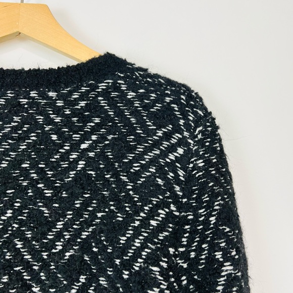 The Kooples Black and White Patterned Wool and Mohair Tasselled Cardigan UK M - Picture 8 of 12